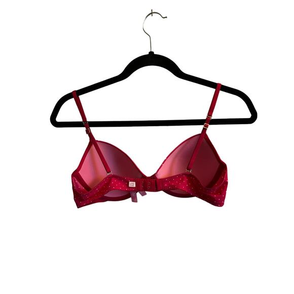 Victoria's Secret Pink T Shirt Demi Bra Size 36B Pink with White Polka Dots - Picture 4 of 8